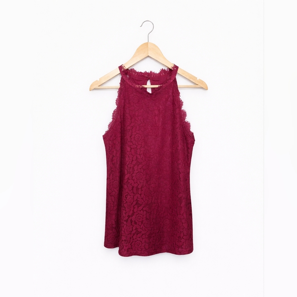 Burgundy Lace Halter Top
